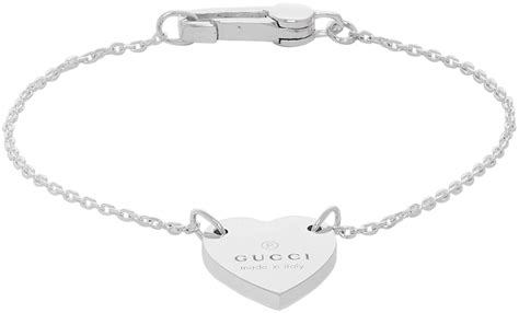 gucci silver trademark heart bracelet.|gucci heart bracelet.